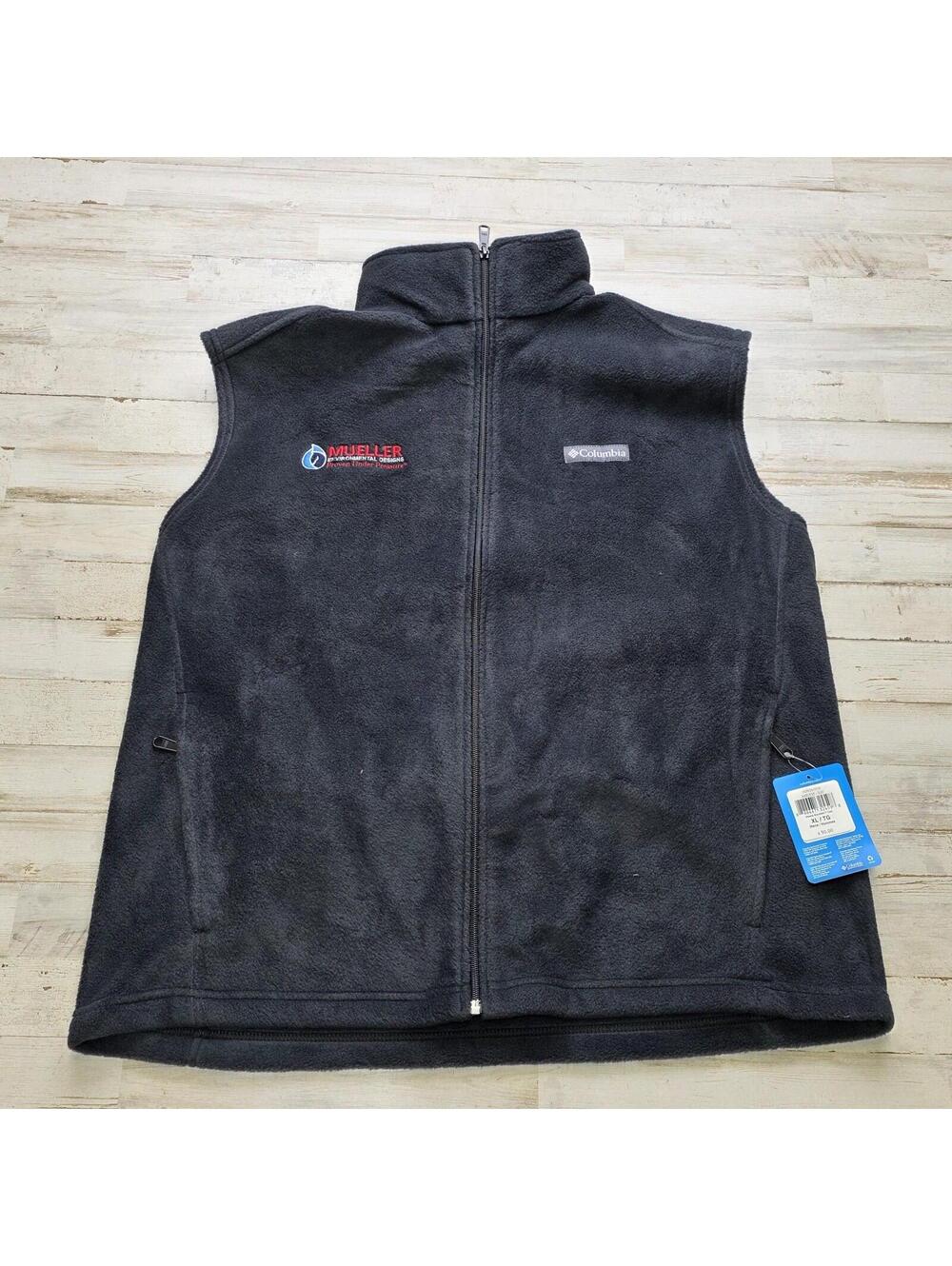 COLUMBIA Steens Mountain Full Zip Soft Fleece Vest Men's Sz XL Black (*Logo*)